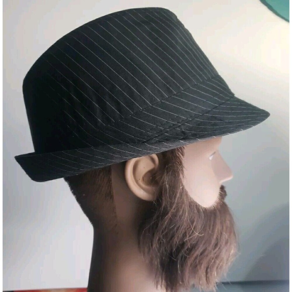 Men's Black Pinstriped Fedora Style Hat -  Size S/M